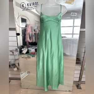 The popular ZARA green slip dress, sold out fast, sexy fit, fun to wear